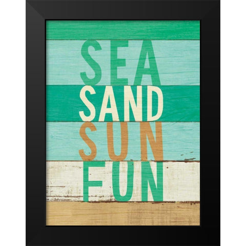Beachscape Inspiration VIII Green Black Modern Wood Framed Art Print by Mullan, Michael