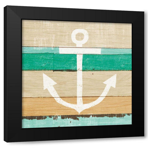 Beachscape III Anchor Green Black Modern Wood Framed Art Print with Double Matting by Mullan, Michael