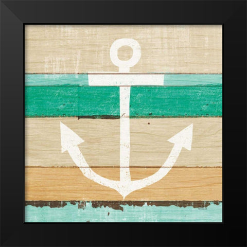 Beachscape III Anchor Green Black Modern Wood Framed Art Print by Mullan, Michael