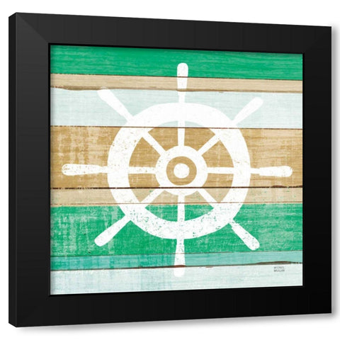 Beachscape VI Helm Green Black Modern Wood Framed Art Print with Double Matting by Mullan, Michael