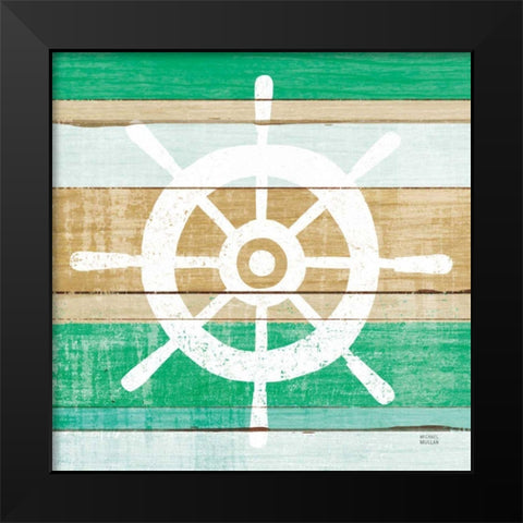 Beachscape VI Helm Green Black Modern Wood Framed Art Print by Mullan, Michael