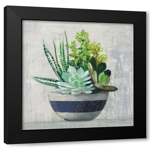 Succulent Still Life II Navy Black Modern Wood Framed Art Print by Purinton, Julia