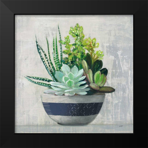 Succulent Still Life II Navy Black Modern Wood Framed Art Print by Purinton, Julia