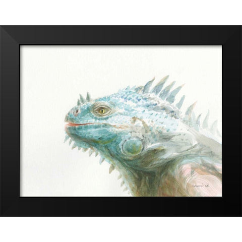 Tropical Iguana Black Modern Wood Framed Art Print by Nai, Danhui