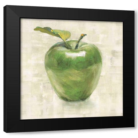 Green Apple Black Modern Wood Framed Art Print by Nai, Danhui