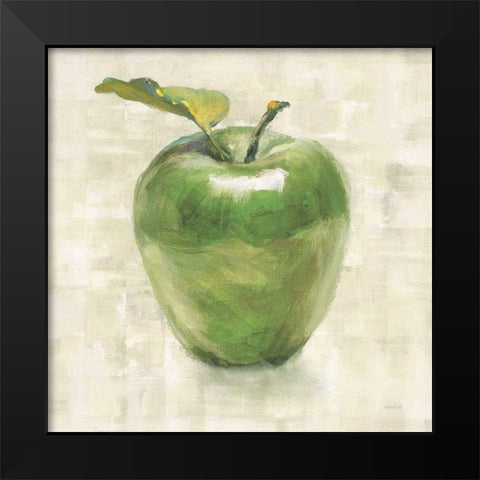 Green Apple Black Modern Wood Framed Art Print by Nai, Danhui