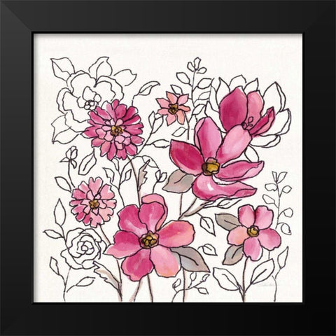 Magenta Flower Lace II Black Modern Wood Framed Art Print by Vassileva, Silvia