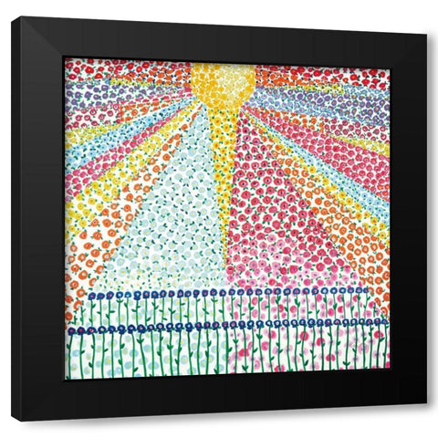 Sunburst of Flowers Black Modern Wood Framed Art Print with Double Matting by Davis, Joan E.