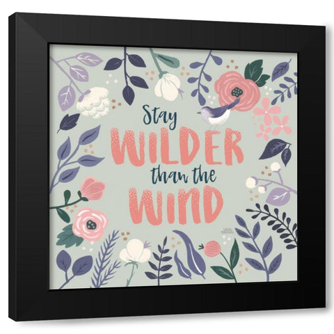 Wildflower Daydreams I Bird Black Modern Wood Framed Art Print with Double Matting by Marshall, Laura