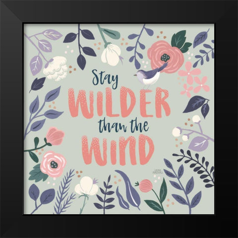 Wildflower Daydreams I Bird Black Modern Wood Framed Art Print by Marshall, Laura