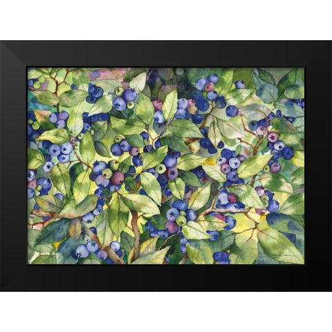 Blueberries Black Modern Wood Framed Art Print by McKenna, Kathleen Parr
