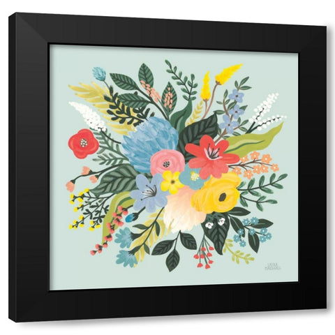 Wild Garden VI Blue Black Modern Wood Framed Art Print with Double Matting by Marshall, Laura