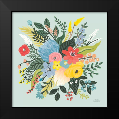 Wild Garden VI Blue Black Modern Wood Framed Art Print by Marshall, Laura