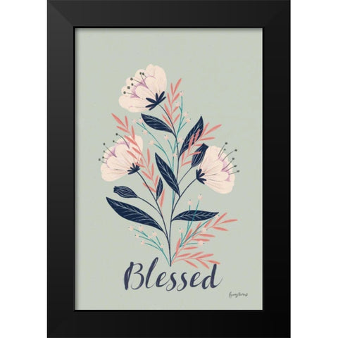 Modern Floral I mint Black Modern Wood Framed Art Print by Thorns, Becky