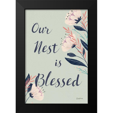 Modern Floral II Mint Black Modern Wood Framed Art Print by Thorns, Becky