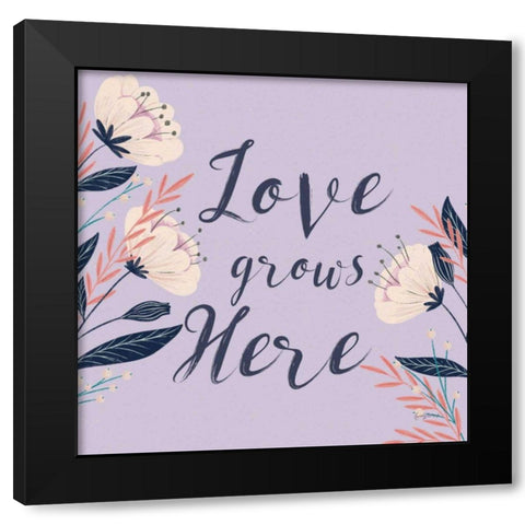 Modern Floral III Square Lilac Black Modern Wood Framed Art Print by Thorns, Becky