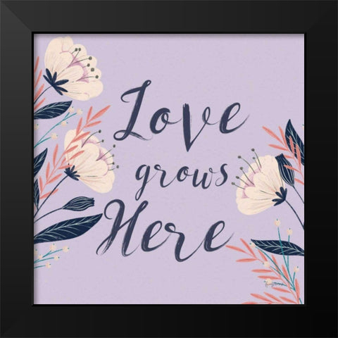 Modern Floral III Square Lilac Black Modern Wood Framed Art Print by Thorns, Becky