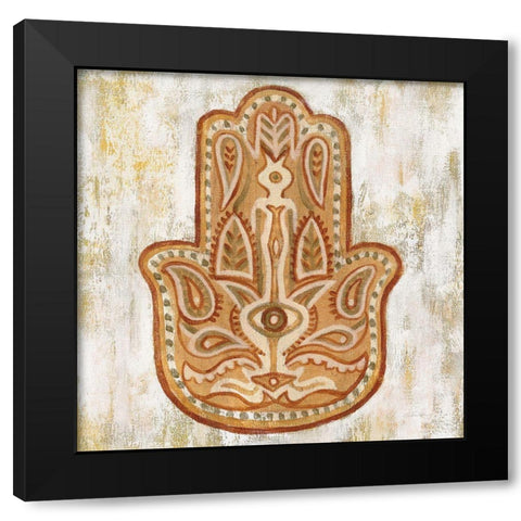Hamsa Black Modern Wood Framed Art Print with Double Matting by Vassileva, Silvia