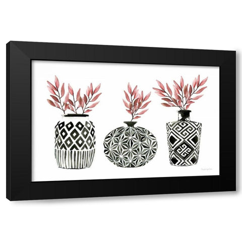 Geometric Vases I Black Modern Wood Framed Art Print by Charro, Mercedes Lopez
