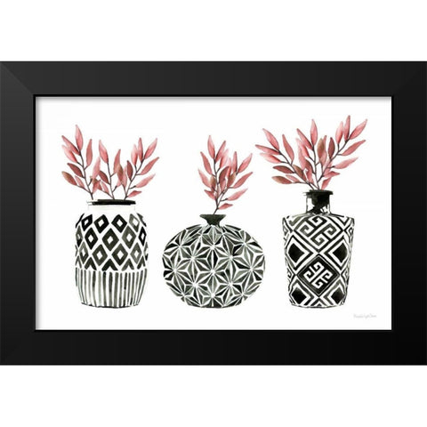 Geometric Vases I Black Modern Wood Framed Art Print by Charro, Mercedes Lopez