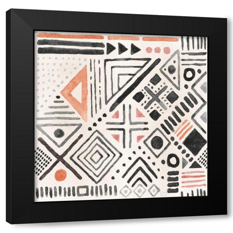 Kasbah Crush Pattern IVA Black Modern Wood Framed Art Print by June, Dina
