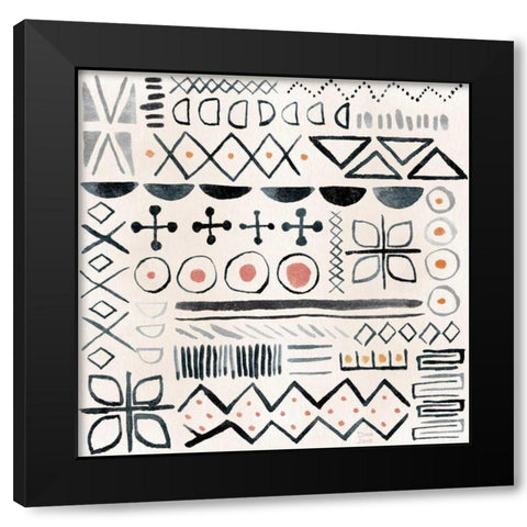 Kasbah Crush Pattern VA Black Modern Wood Framed Art Print with Double Matting by June, Dina