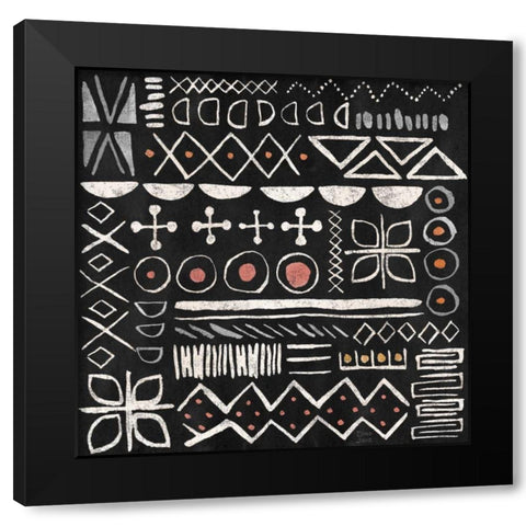 Kasbah Crush Pattern VB Black Modern Wood Framed Art Print by June, Dina