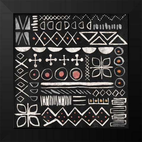 Kasbah Crush Pattern VB Black Modern Wood Framed Art Print by June, Dina
