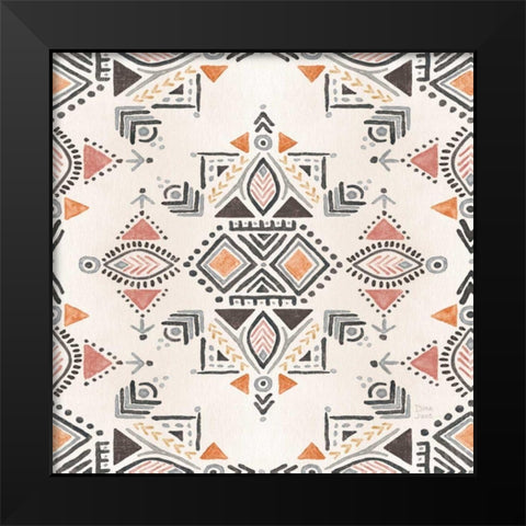 Kasbah Crush Pattern VIA Black Modern Wood Framed Art Print by June, Dina