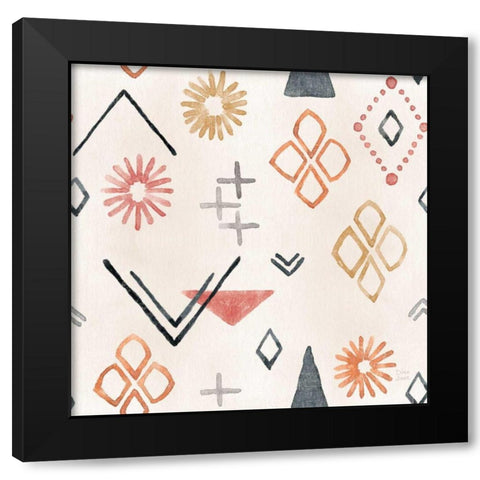 Kasbah Crush Pattern VIIA Black Modern Wood Framed Art Print with Double Matting by June, Dina