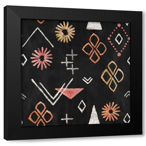 Kasbah Crush Pattern VIIB Black Modern Wood Framed Art Print with Double Matting by June, Dina