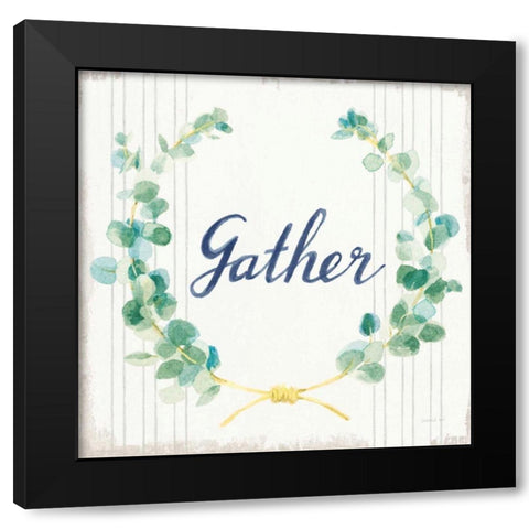 Floursack Holiday IX Gather Sage v2 Black Modern Wood Framed Art Print with Double Matting by Nai, Danhui