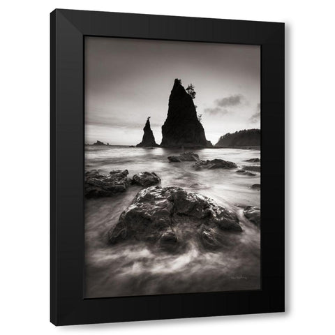Split Rock Rialto Beach Black Modern Wood Framed Art Print with Double Matting by Majchrowicz, Alan