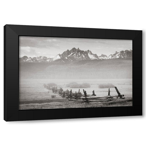 Stanley Basin Fence and Fog Black Modern Wood Framed Art Print by Majchrowicz, Alan