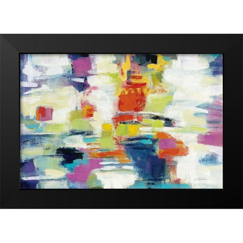 Island Town Bright Black Modern Wood Framed Art Print by Vassileva, Silvia