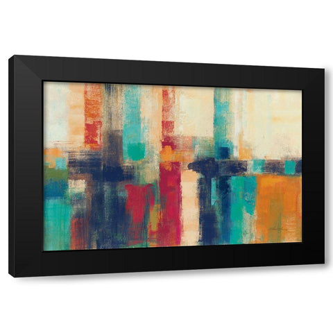 Bright Aqua Horizon Crop Black Modern Wood Framed Art Print by Vassileva, Silvia