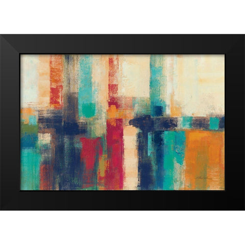 Bright Aqua Horizon Crop Black Modern Wood Framed Art Print by Vassileva, Silvia