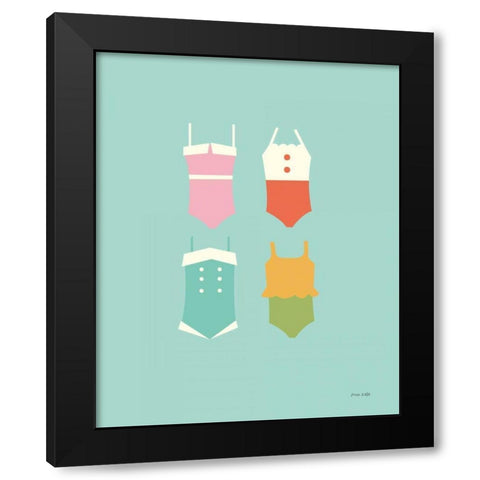 Summer Bathing Suits Blue Black Modern Wood Framed Art Print with Double Matting by Kelle, Ann