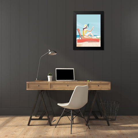 South Beach Sunbather I Black Modern Wood Framed Art Print by Escalante, Omar