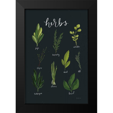 Herbs I Black Black Modern Wood Framed Art Print by Thorns, Becky