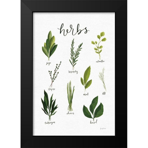 Herbs I White Black Modern Wood Framed Art Print by Thorns, Becky