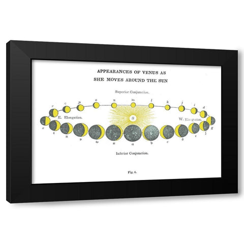 Solar Venus Chart Bright Black Modern Wood Framed Art Print by Wild Apple Portfolio