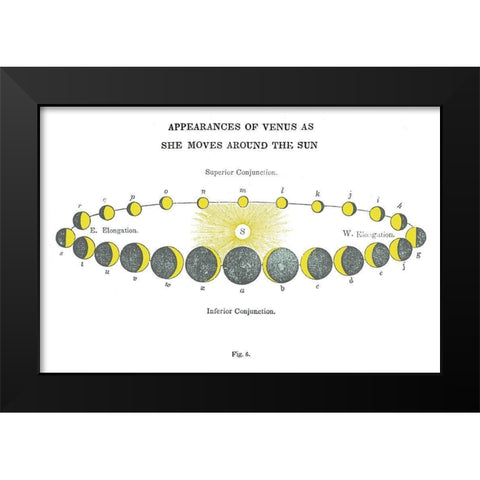 Solar Venus Chart Bright Black Modern Wood Framed Art Print by Wild Apple Portfolio
