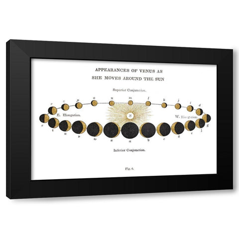 Solar Venus Chart Gold Black Modern Wood Framed Art Print by Wild Apple Portfolio