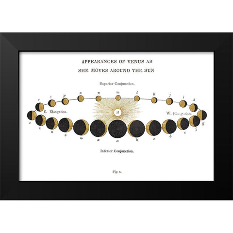 Solar Venus Chart Gold Black Modern Wood Framed Art Print by Wild Apple Portfolio