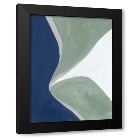 Blue Green Abstract III Black Modern Wood Framed Art Print with Double Matting by Nai, Danhui