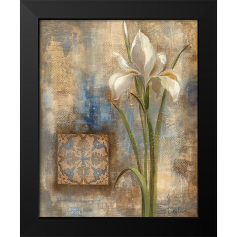 Iris and Tile Black Modern Wood Framed Art Print by Vassileva, Silvia