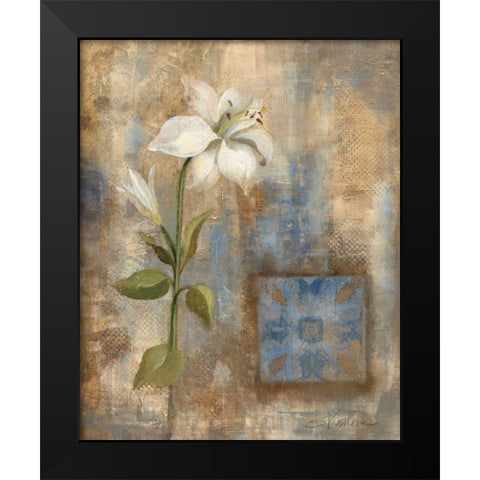 Lily and Tile Black Modern Wood Framed Art Print by Vassileva, Silvia
