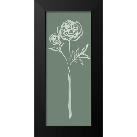 Floral Line I Green Black Modern Wood Framed Art Print by Schlabach, Sue