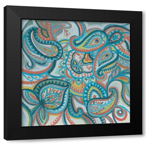 Emerald Paisley I Black Modern Wood Framed Art Print by Vassileva, Silvia
